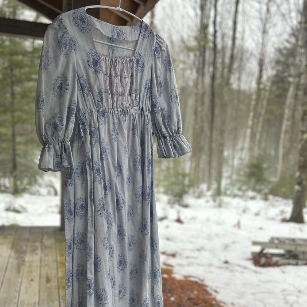 SOLD - Regency Peasant Dress - Soft Blue - Picture 3 of 3